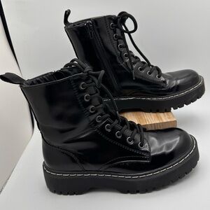 Sincerely Jules Black Combat Moto Boots Side Zip Size 6.5